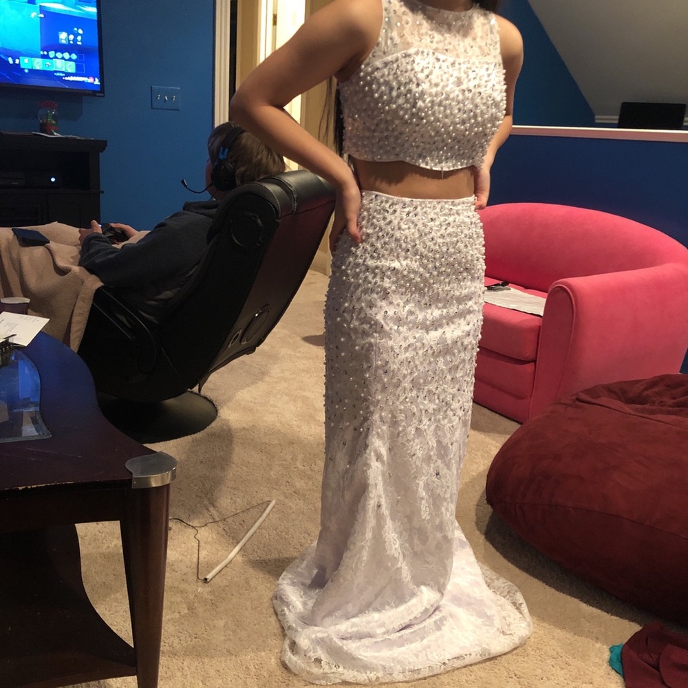 White pearl formal dress